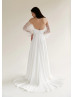 Strapless Ivory Satin Wedding Dress With Detachable Lace Sleeves